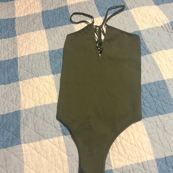 Free People fp movement dance all night one piece bodysuit green olive NWOT - Picture 9 of 10